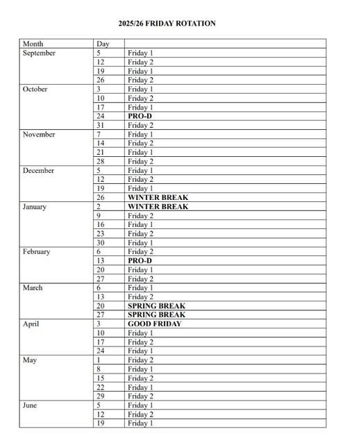 25 26 Friday Rotation