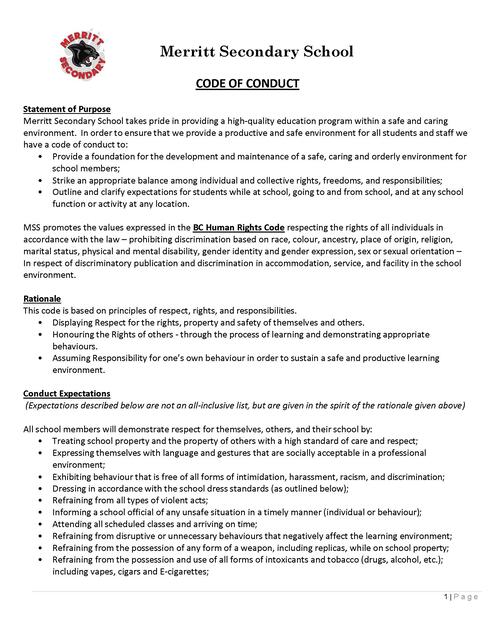 Code of Conduct - page 1